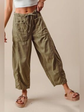 Free People We The Free Embellished Silverton Pull-On Barrel Jeans In Aloe